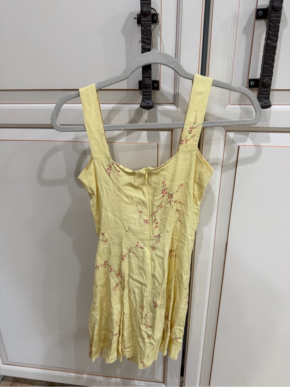 Reformation Elena Dress Yellow Floral Lace-Up Sundress - Picture 6 of 7